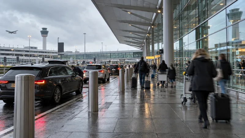 Taxis waiting at the Heathrow terminal drop-off