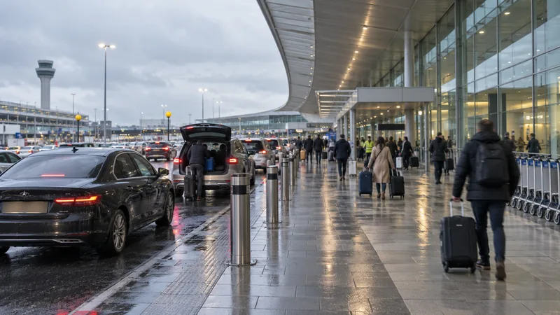 Taxis waiting at the Luton terminal drop-off